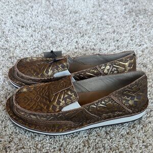 Ariat Metallic Bronze Patterned Slip-On Loafers